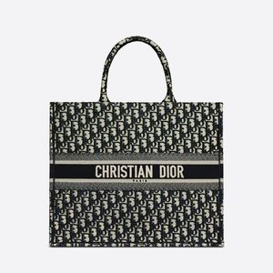 Dior Book Tote Style Bag Navy Logo